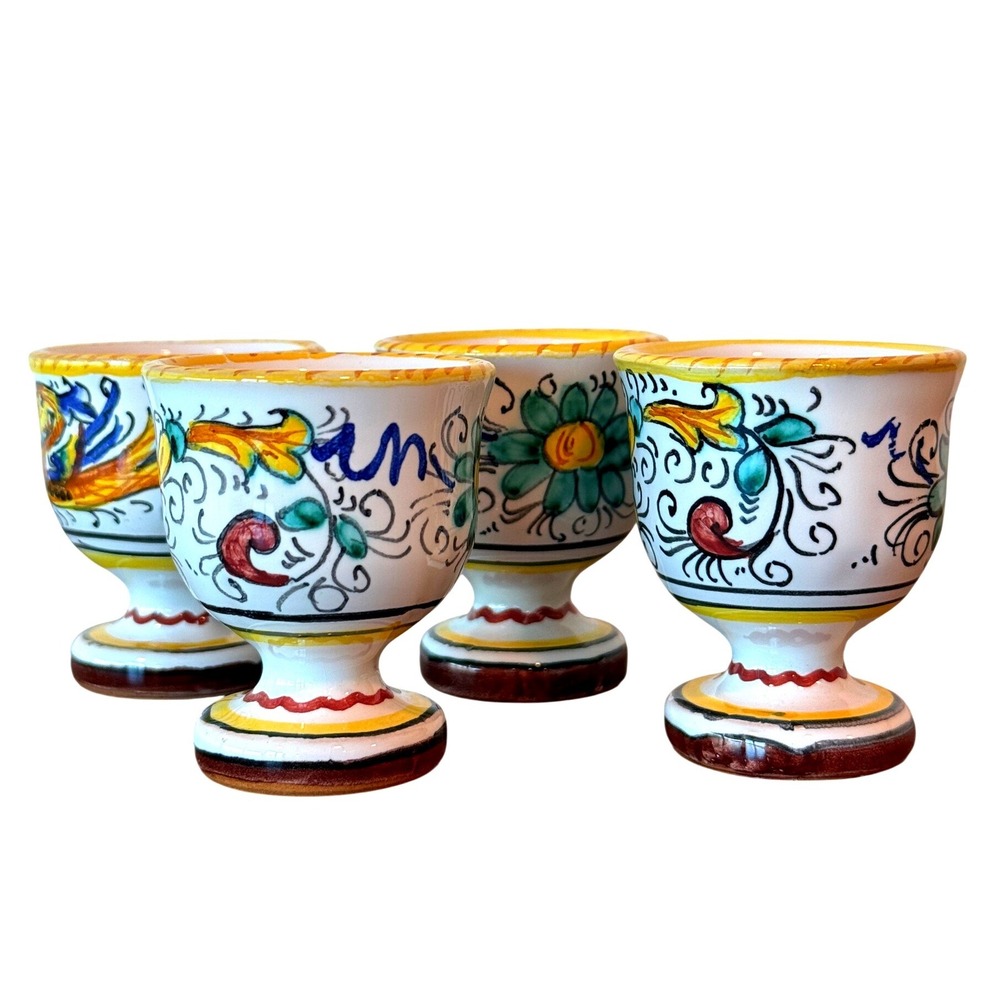 Majolica Raphaelesque Ceramic 2 3/8" Egg Cups Set of FOUR